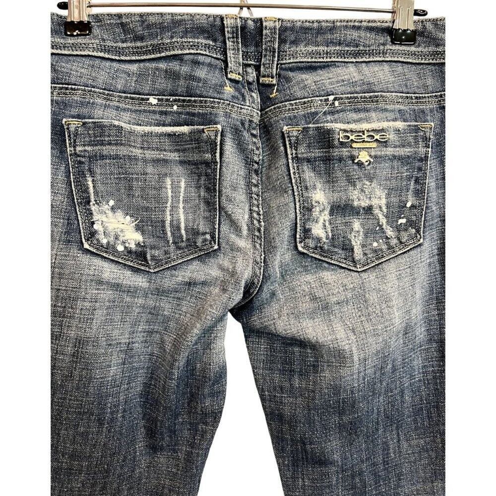 Bebe Premium Denim USA Paint Splatter Distressed Flare Jeans 29 Y2K - Picture 8 of 13